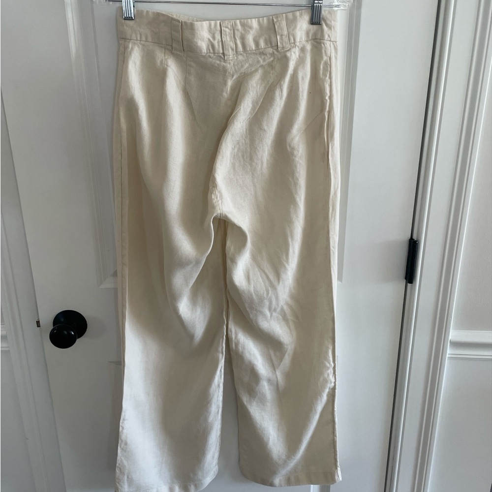 Nicole Miller 100% Linen Pants sz. 6 Vanilla White Wide-Leg Pants - Picture 5 of 5